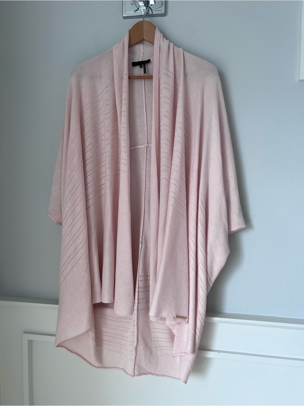 Donna Karan Pale Pink Open-Front Draped Cardigan